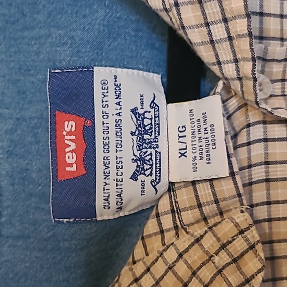 Vintage Levis long sleeve ORANGE TAB checkered size XL - Picture 3 of 6